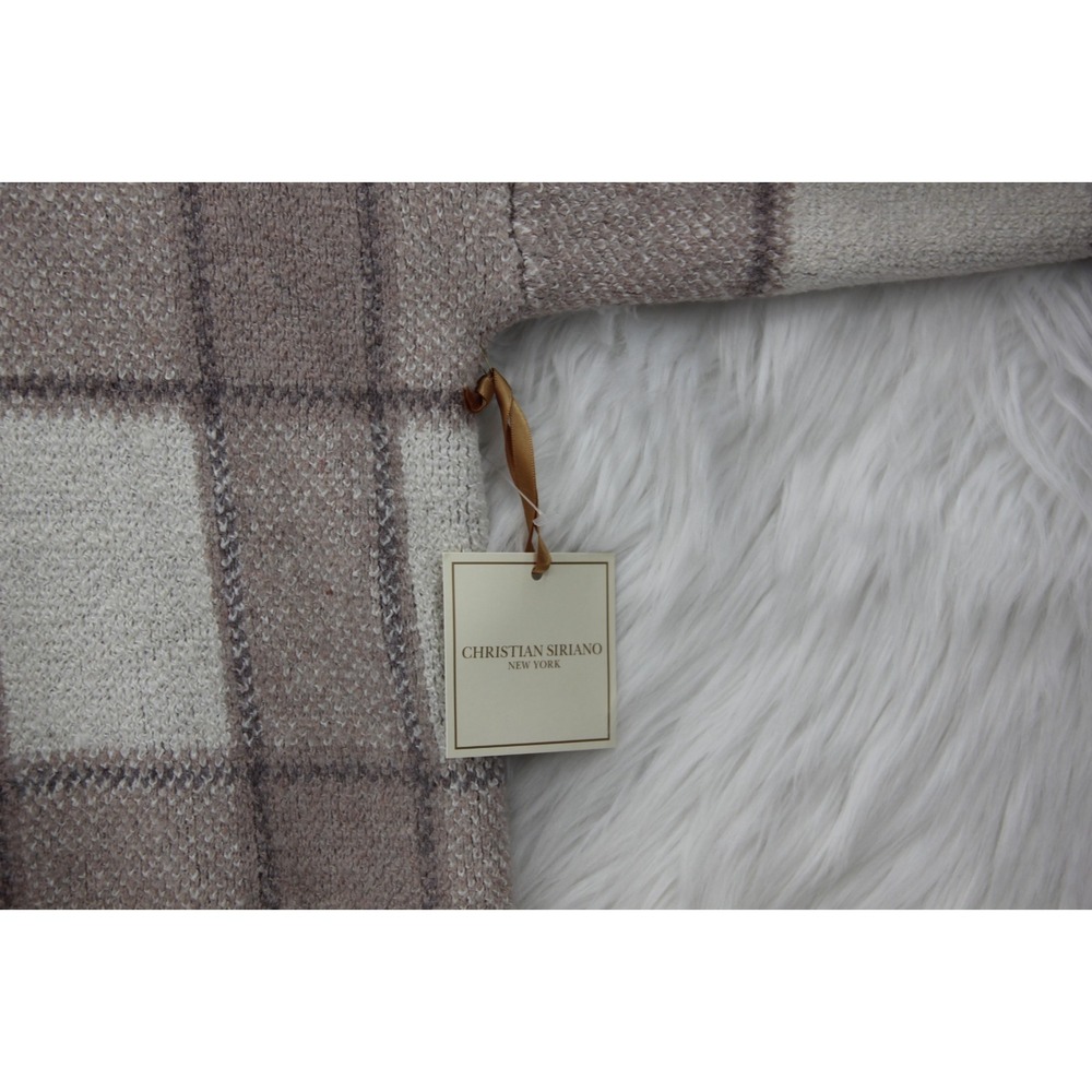 Christian Siriano L Beige Plaid Mock Neck Sweater Windowpane Soft Knit Top #746 - Picture 7 of 13